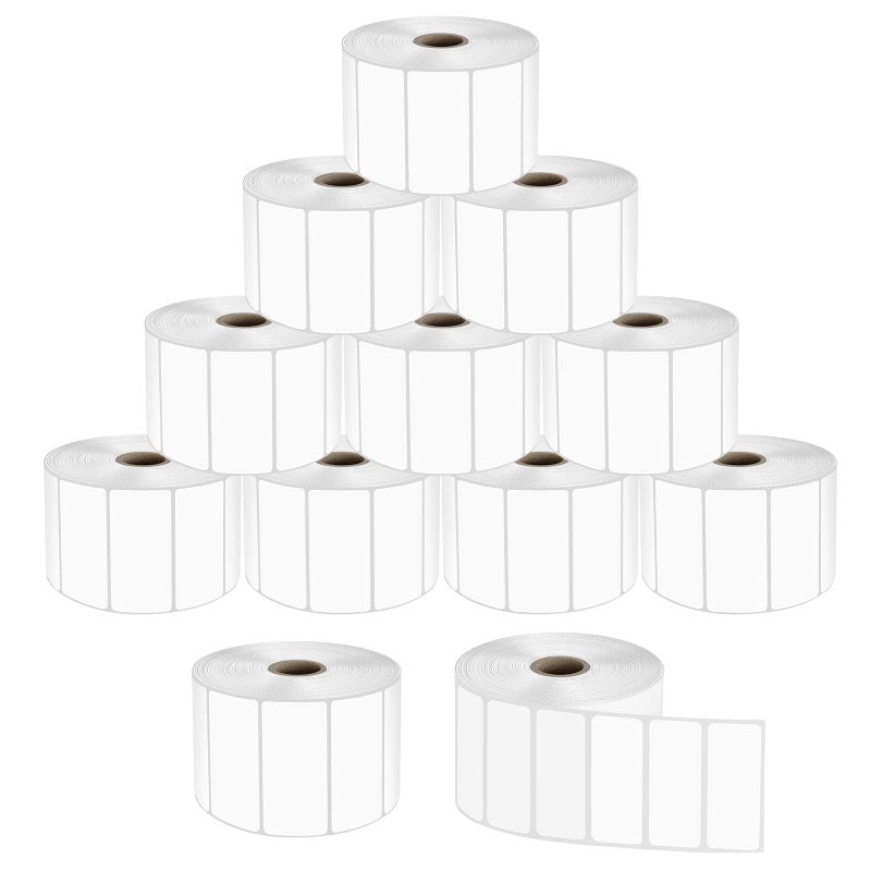 9527 برودكت 9527 منتج 2 × 1 ملصق لاصق، 12000 ملصق حراري مباشر، 12 لفة - Image 1